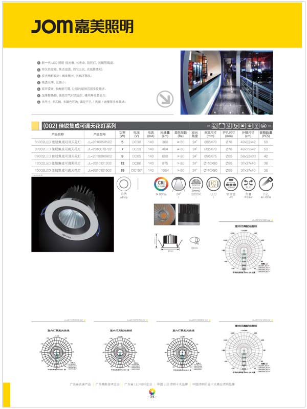 (002) JiaRui Integrated Adjustable Ceiling Light Series